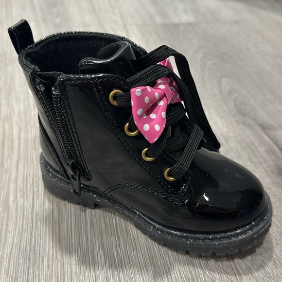 Minnie Mouse High Top Black Combat Boots Toddler Girls Baby Size 6 Disney - Picture 7 of 13